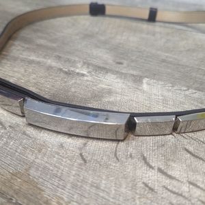 The Limited Black leather adjustable belt size small/medium silver tone buckle